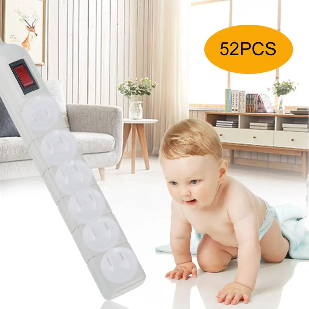 52 PCS Baby Anti-touch Socket Cover Safety Outlet Plug Protector Covers Child Proof Electric Shock Guard #4B07 | Обустройство дома