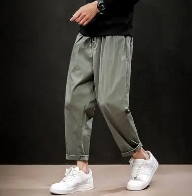 Military Green RUIHUO однотонные повседневные брюки по щиколотку, мужские уличные спортивные штаны, мужские Модные брюки для бега, брюки мужские тренировочные 5XL, осень, новинка - Цвет: Military Green