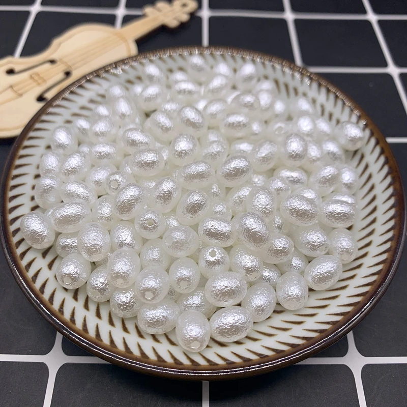 50 шт 8x6 мм ABS сморщенная кожа имитация жемчуга бусины белые для DIY ожерелье браслет