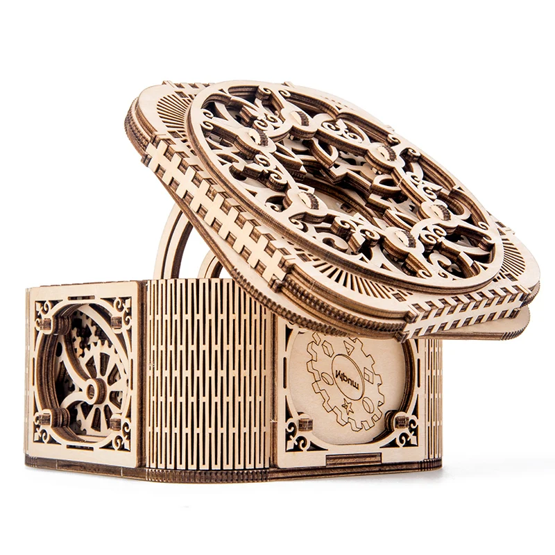 new wooden jewelry box assembled creative toy gift puzzle wooden mechanical transmission model assembled toy DIY gift