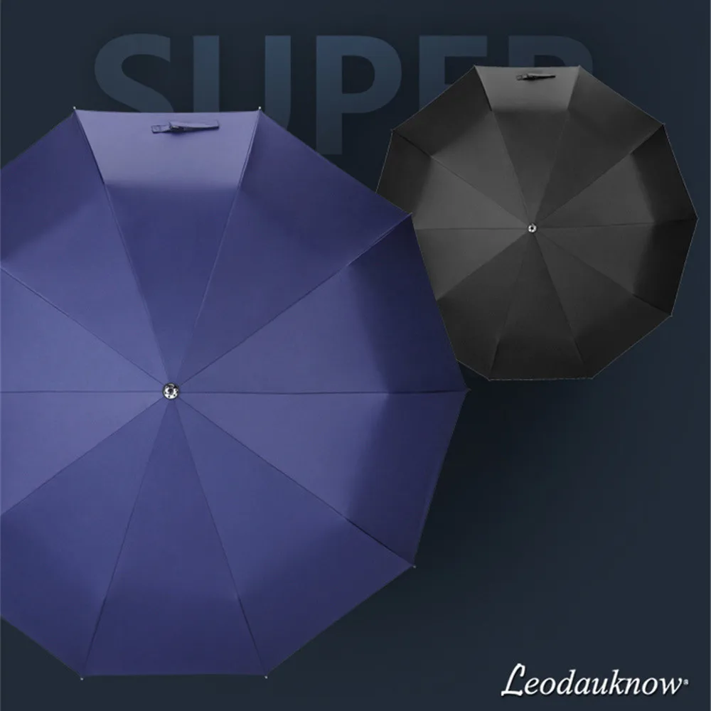 Leodauknow High-end Men's Business Umbrella Outdoor Rain Umbrella Business 3 Fold 10K Windproof Fully Automatic Uv Umbrella