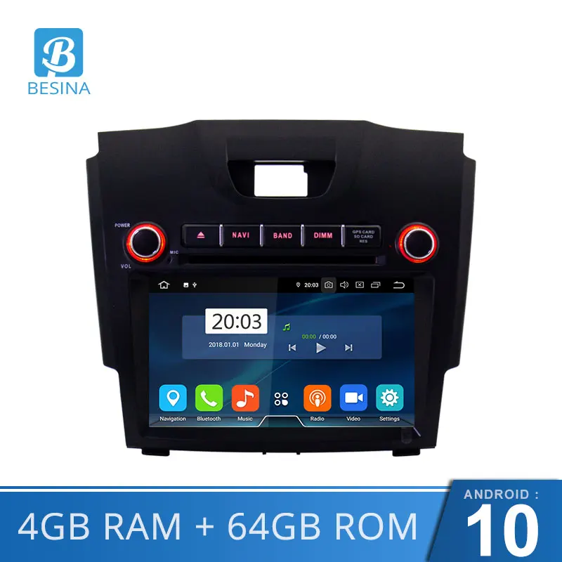 Besina Android 10 Car DVD player For Chevrolet Trailblazer Colorado S10 2 Din Radio GPS Navigation Stereo WIFI 4G+64G Audio | Автомобили и