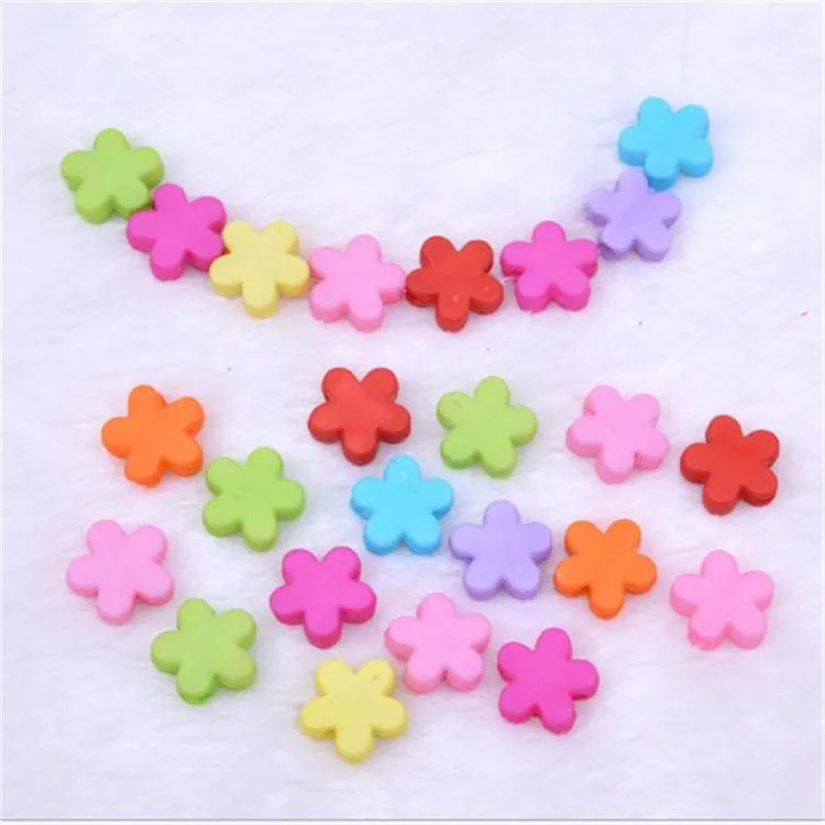 

Children Beaded Bracelet Material 9mm Acrylic Solid Color Light Small Flower Dull Polish Acrylic Beads