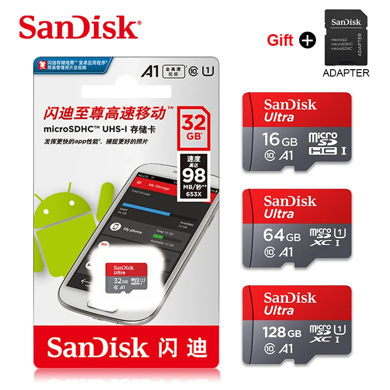 Sandisk extreme pro micro sd карта 128 Гб 64 ГБ 32 ГБ 16 ГБ TF карта SDHC/SDXC флэш-карта A1 A2 V30 карты памяти для 4K HD видео