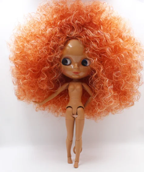 Обнаженная кукла Blyth, имбирь короткие вьющиеся волосы