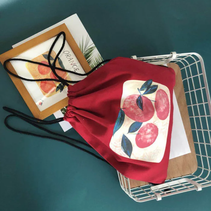 Women Lady Shoulder Bag Orange Printing Canvas for Mobile Phone Keys Money Travel J9