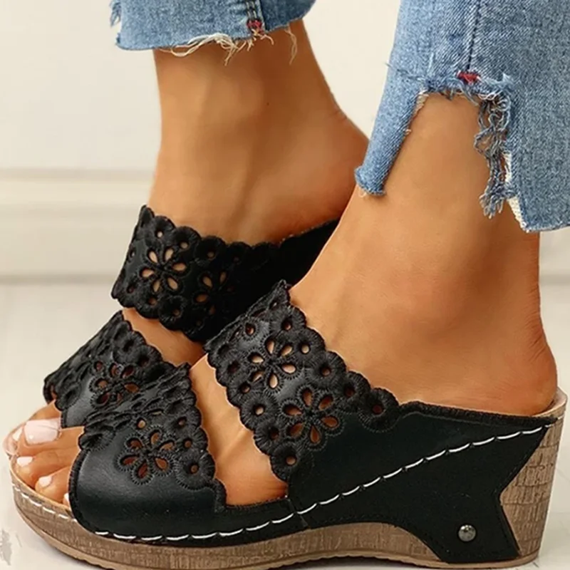 Womens Sandals Beaches Roman Flats Open Toe Wedge Heel Sandals Shoes Thick Bottom Rome Style Sexy Women Sandals Shoes Plus Size