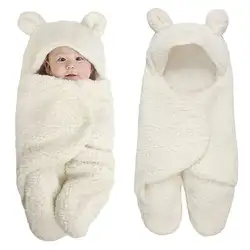 Одеяло для новорожденного пеленать обернуть зимний хлопок плюш с капюшоном Спальный Мешок 0-12 м 19QF