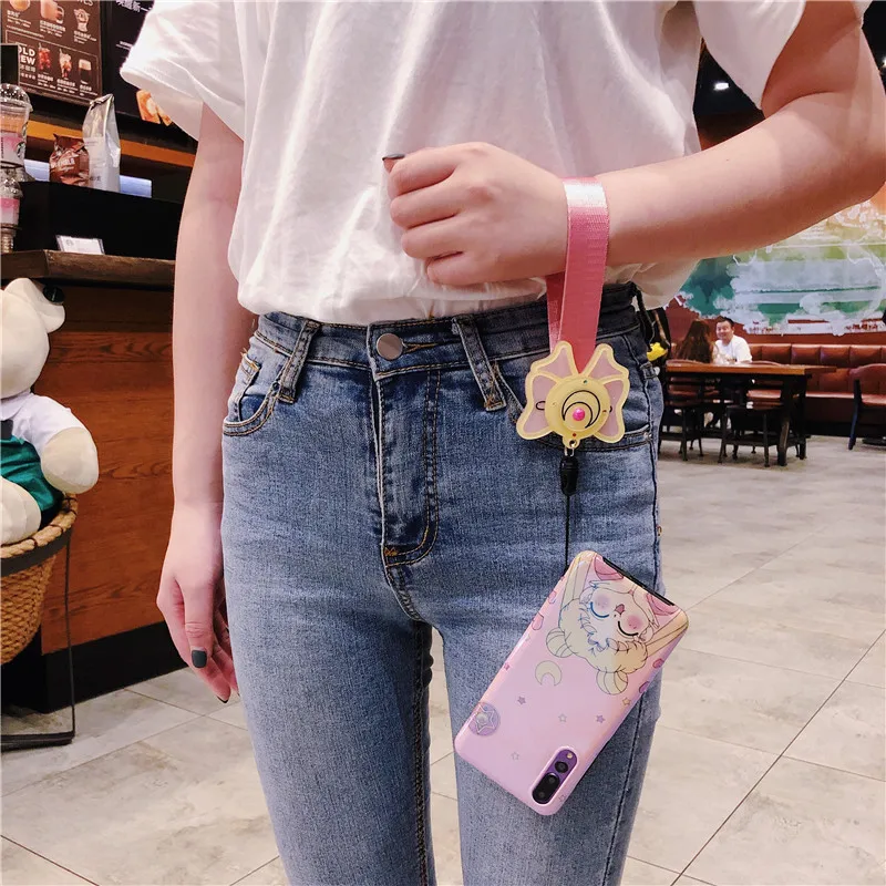 Чехол для Samsung Note 10 plus розовый чехол телефона Sailor Moon galaxy note 8/9 + зеркальный ремешок