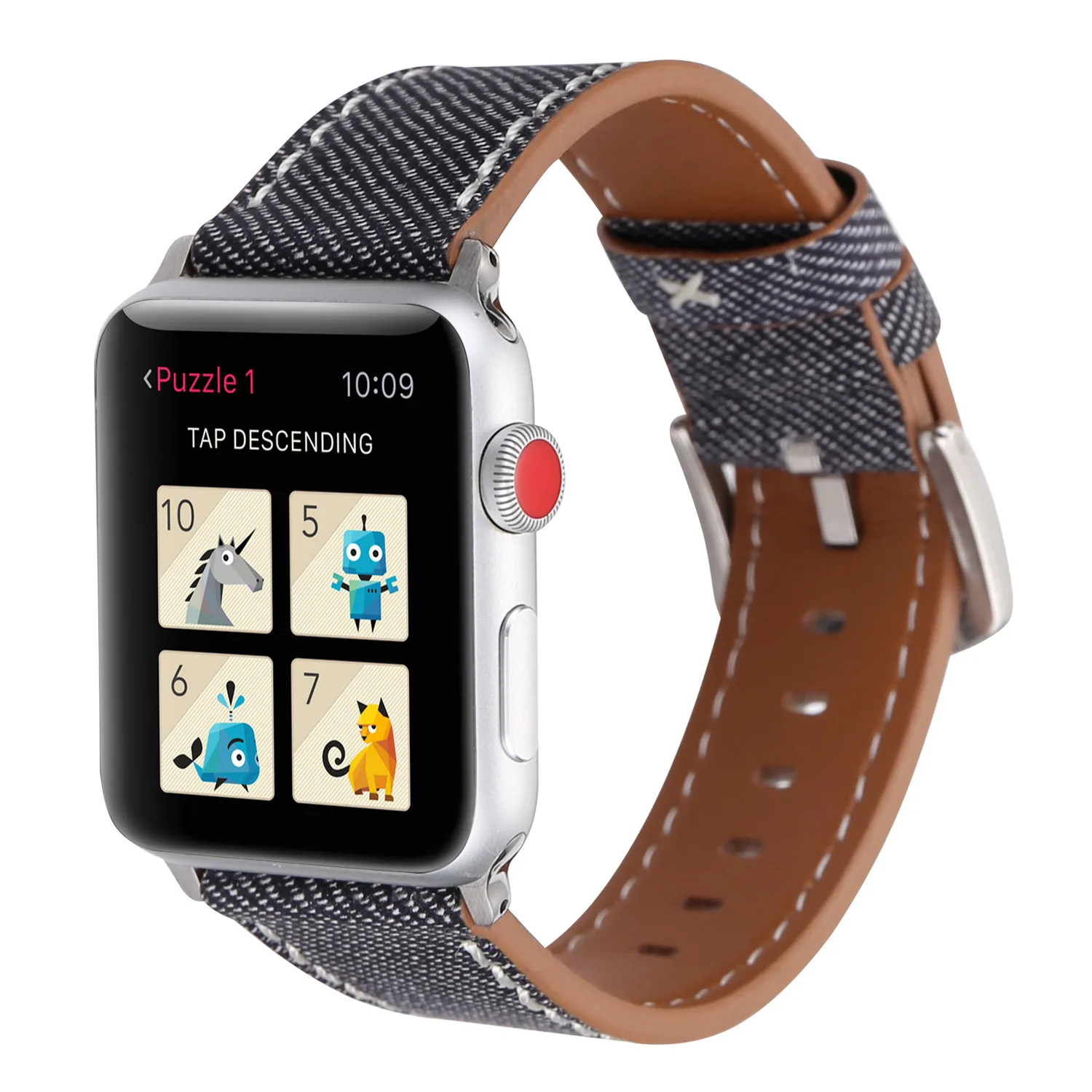 Ремешок для apple watch series 4 5 3 2 1 кожаный ремень для iwatch холст с классической пряжкой темно-синие джинсы 38 42 мм