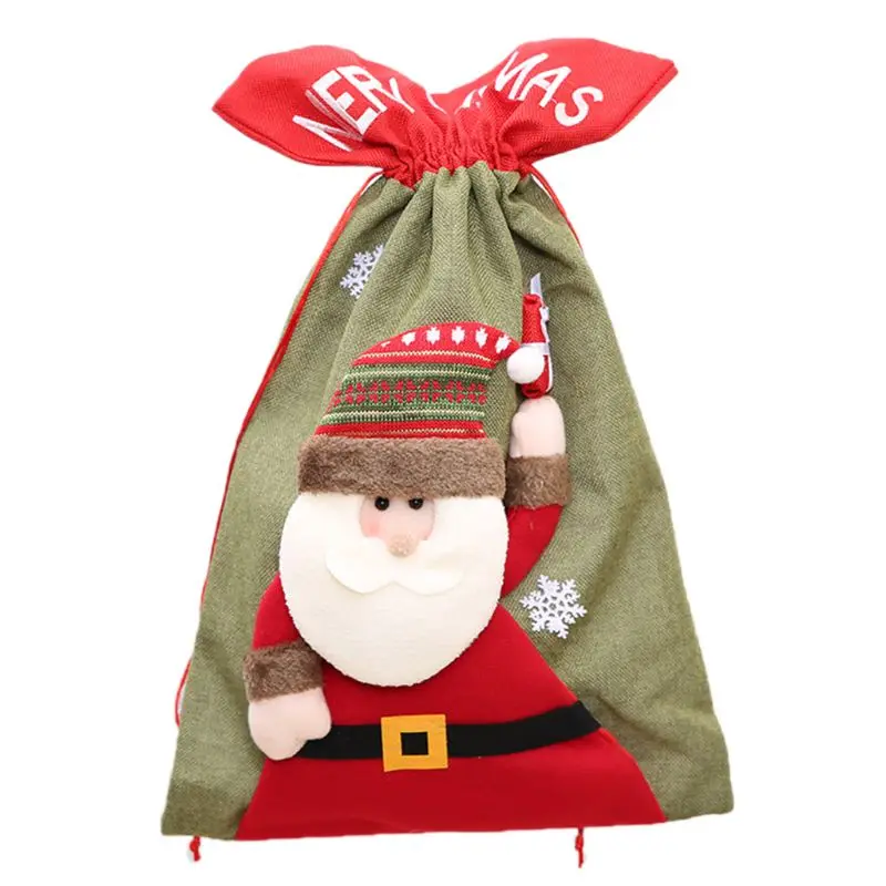 

Christmas Non-Woven Santa Claus Gift Present Bag Sack Cute 3D Cartoon Reindeer Snowman Doll Drawstring Candy Holder Home Decor