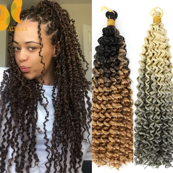 

XINRAN Passion Twist Hair Synthetic Kinky Curly Spring Twist Crochet Braiding Hair Hair Extension for Black Women
