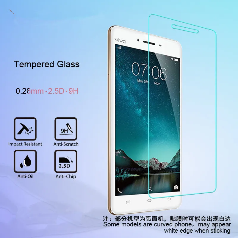 2 pcs 0.26 mm cell phone full cover Tempered Glass Screen Protector For Vivo V3 V3MAX X7 X7plus X9 X9S X9plus X9Splus | Мобильные