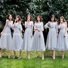 U21O39 Plus Size 16 Light Blue Gray Pink Champagne Junior Bridesmaid Dresses Sweet Memory Wedding Party Dress Graduation Robes ► Photo 3/6
