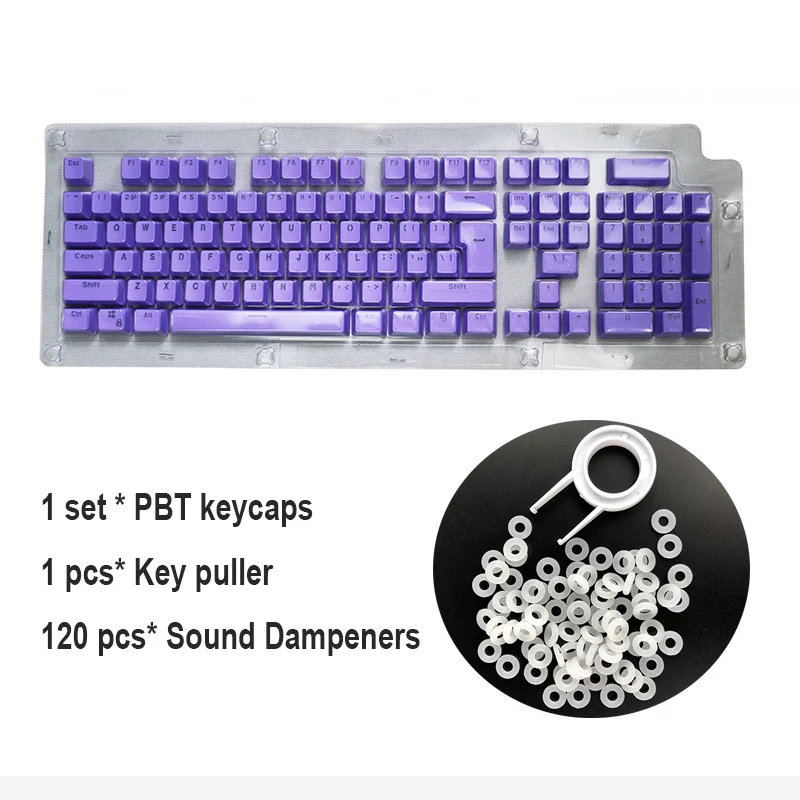 104 английские клавиши ABS PBT для механической клавиатуры, совместимые с переключателями MX, прозрачная поддержка светодиодного освещения - Цвет: EP104-PU with Ring