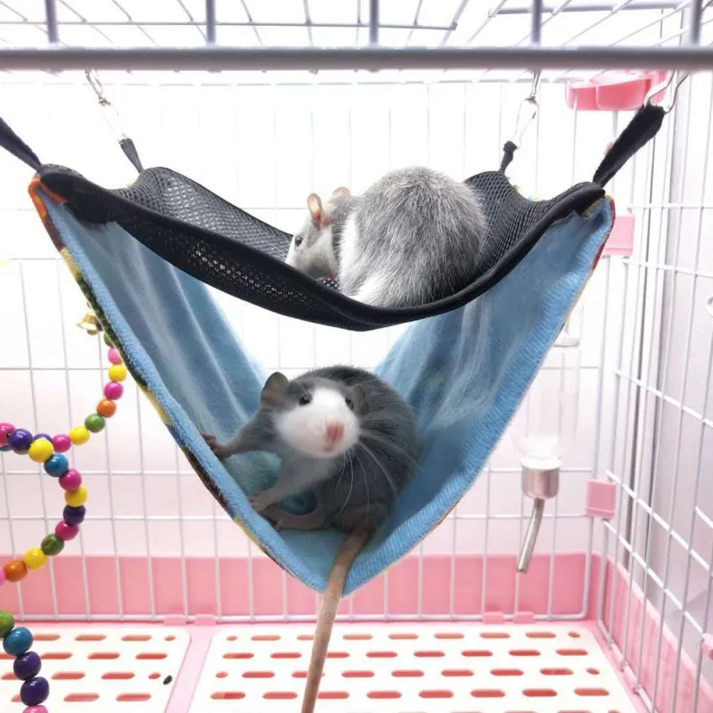 

Small Pets Double-layer Canvas Hanging Bed Hammock For Squirrel, Hamster, Chinchillas Q1