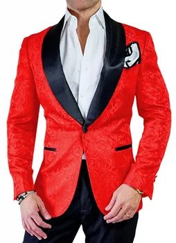 

New Style Groomsmen Shawl Satin Lapel Groom Tuxedos Red and Black Men Suits Wedding/Prom Best Man ( Jacket + Pants + Tie ) Z60