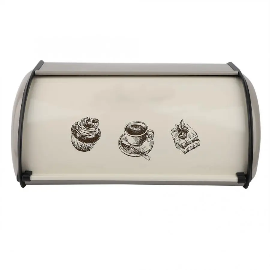 

bread box Vintage Rollup Cover Metal Bread Storage Bin Box Large Capacity Kitchen Container Gray remote control holder