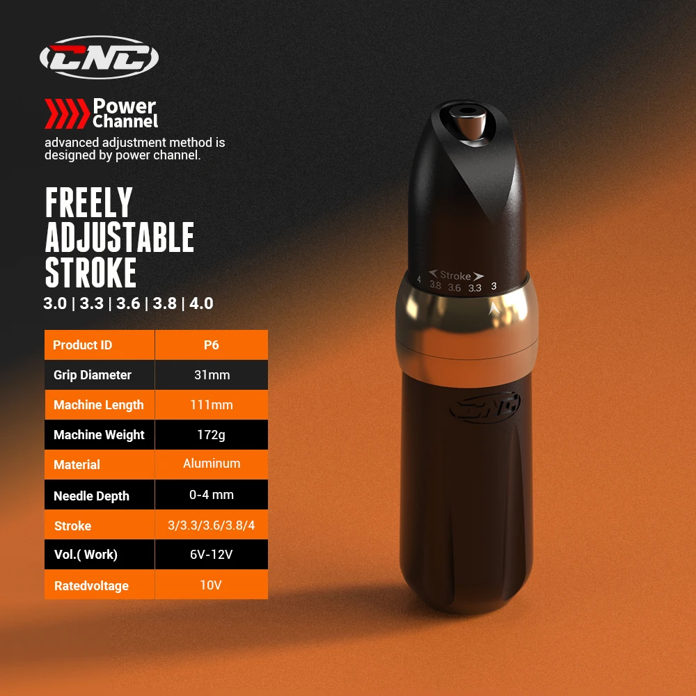 CNC P6 Adjustable Stroke Tattoo Pen Newest Rotary Professional Permanent Makeup Machine Studio Supplies | Красота и здоровье