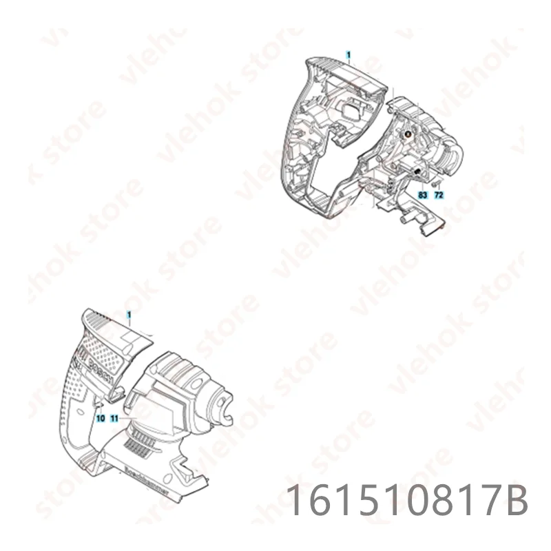 Housing Section For Bosch Gbh36v Li 11536c 161510817b Power Tool