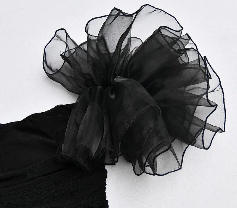 Beyprern High Street Black милая органза боди с оборками на рукавах женские сексуальные с открытыми плечами оборки короткие комбинезоны костюмы