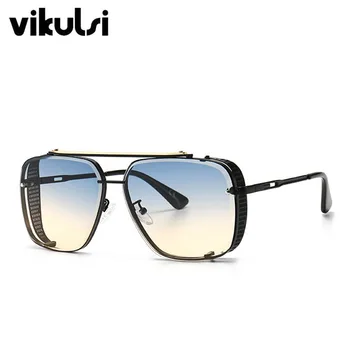 

Drivier Glasses Fashion Steampunk Sunglasses for Women Men Luxury Brand Gradient Sun Glasses Green Tea Square Shades for Male