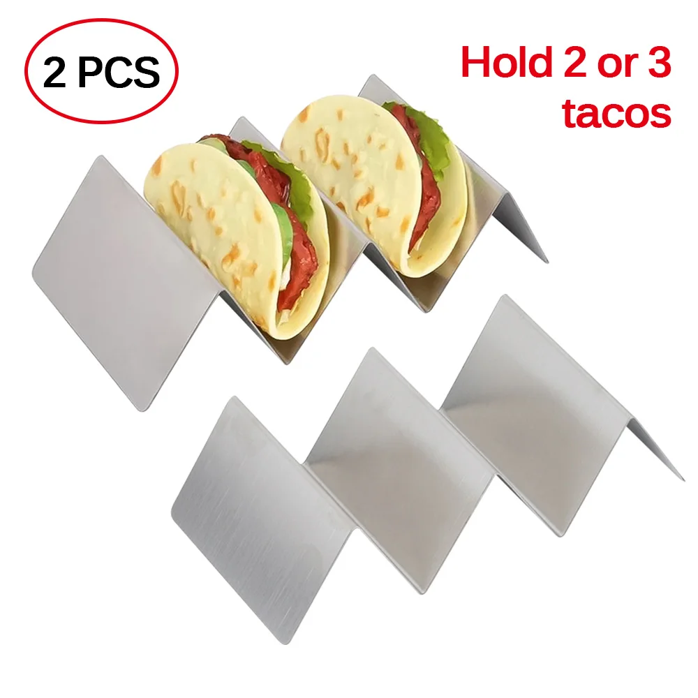 2 шт. Taco держатель стенд из нержавеющей стали Taco Rack стол Taco держатель 3 или 4 жесткий или мягкий корпус Taco грузовик лоток для выпечки - Цвет: 2pcs