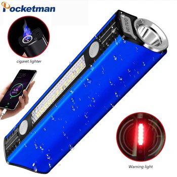 

Cigarette Lighter USB Power Bank LED Flashlight Built-in Battery Warning Light Chargable Waterproof Multi-function Gift Torch T6