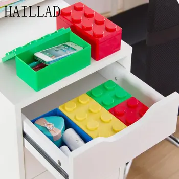 

Building Block Shaped Storage Box Home Pen Jewelry Makeup Organize Case Stackable Storage Box Rectangle Square Superimposed