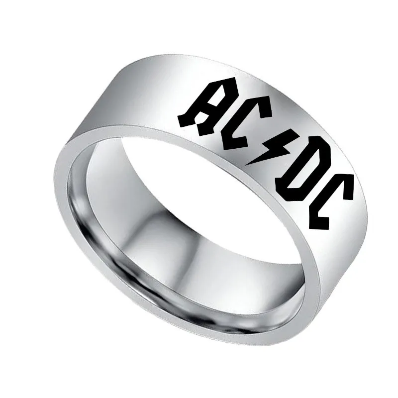 Горячая музыкальная рок-группа 8 мм AC/DC ACDC красный логотип кольца модные женские мужские аксессуары металлические кольца серьги-гвоздики с надписями