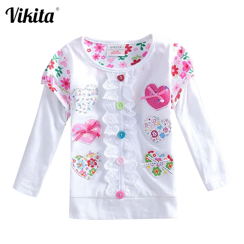 VIKITA T-shirts pour filles à manches longues t-shirt bébé t-shirt enfant vêtements vêtements hauts dessin animé princesse T-shirts pour enfants L339 MIX