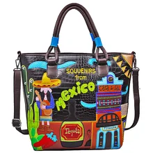 Ретро крокодиловый узор портативная диагональная посылка Мексиканская вышивка креативная дамская сумка вышитая сумка-мешок