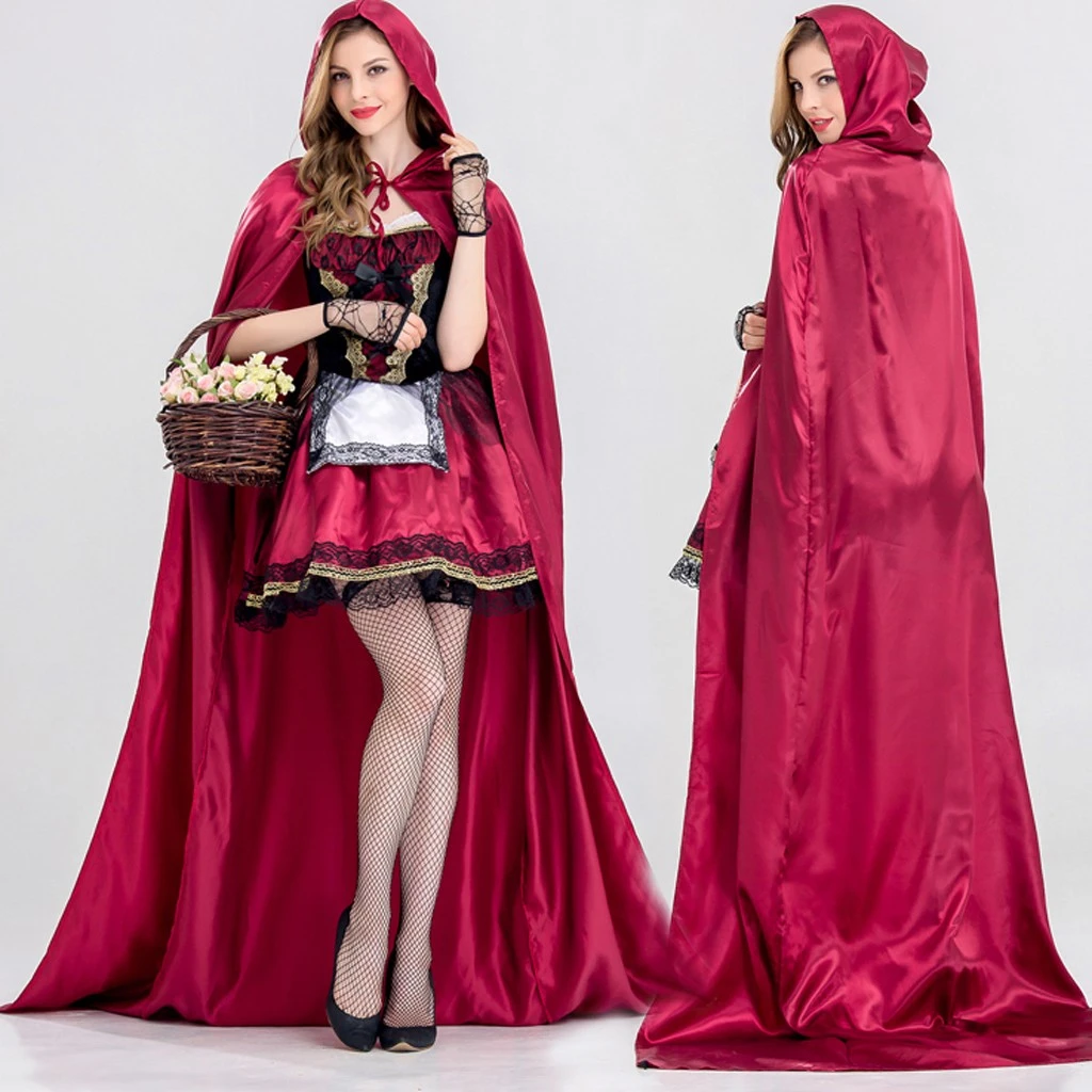 Halloween Dress 2019 Top Women 2 Piece Gothic Little Girls Red-Cap Hooded Party Costume Cosplay Mini Dress Ladies 902