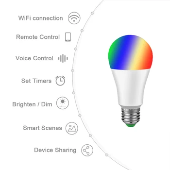 

B22/E27 Wi-Fi Smart Led Light Bulb 15W RGBW Work With Tuya Or Smart Life APP For Alexa And Google Assistant