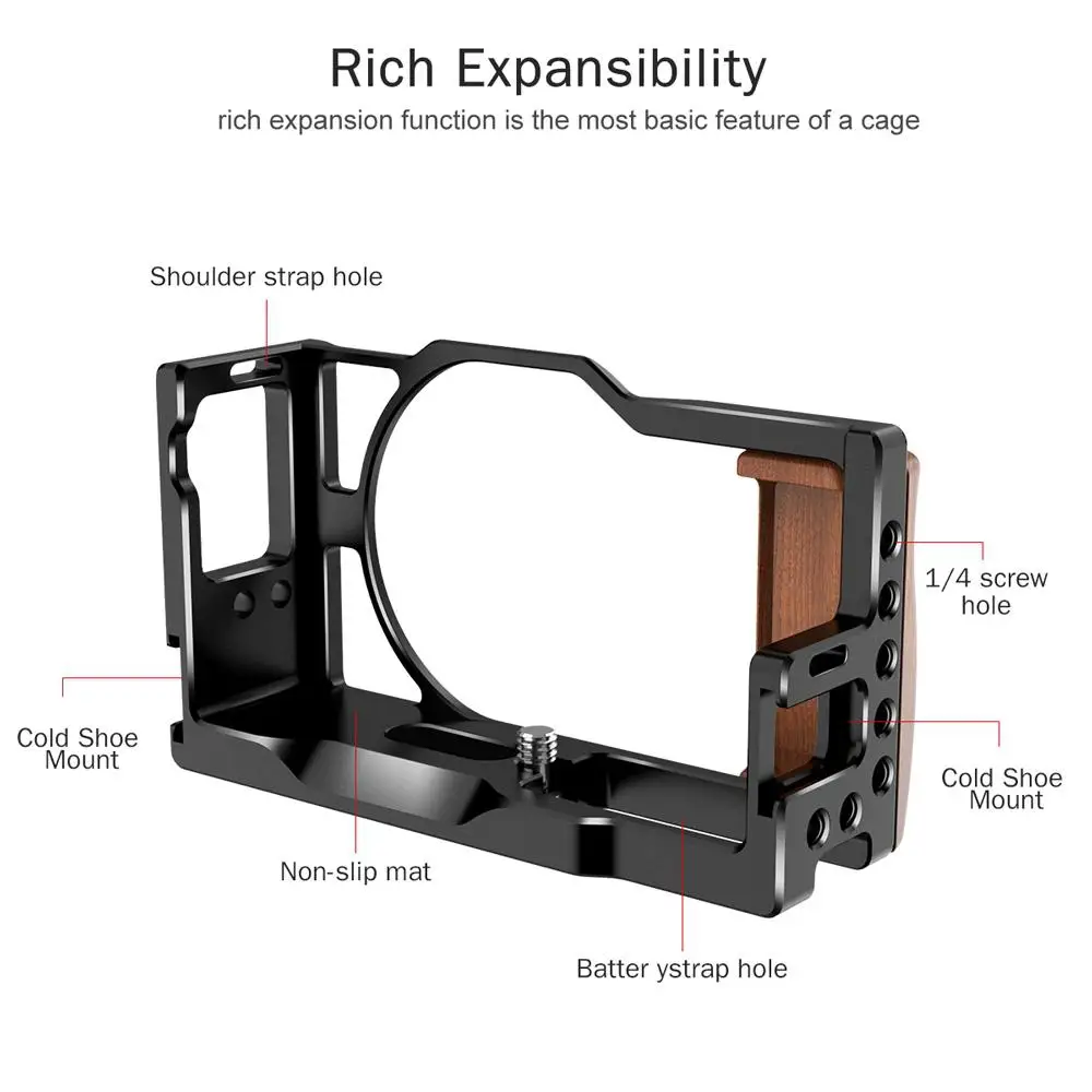 UURig C-G7XMarkIII клетка Rig рамка Корпус стабилизатор деревянная ручка рукоятка холодная башмак крепление для Canon G7X Mark III камера r60