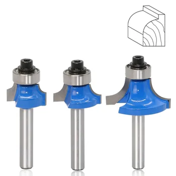 

3pcs 1/4" Shank Round Corner Cutter Woodworking Milling Cutter Edge Trimmer Cutter Router Bit Wood Cutter Tools Set