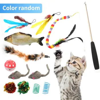

13 pcs Cat Toys Set Cat Teasers Artificial Fish Funny Cat Plush Mouse Interactive Cat Playing Toy^o^