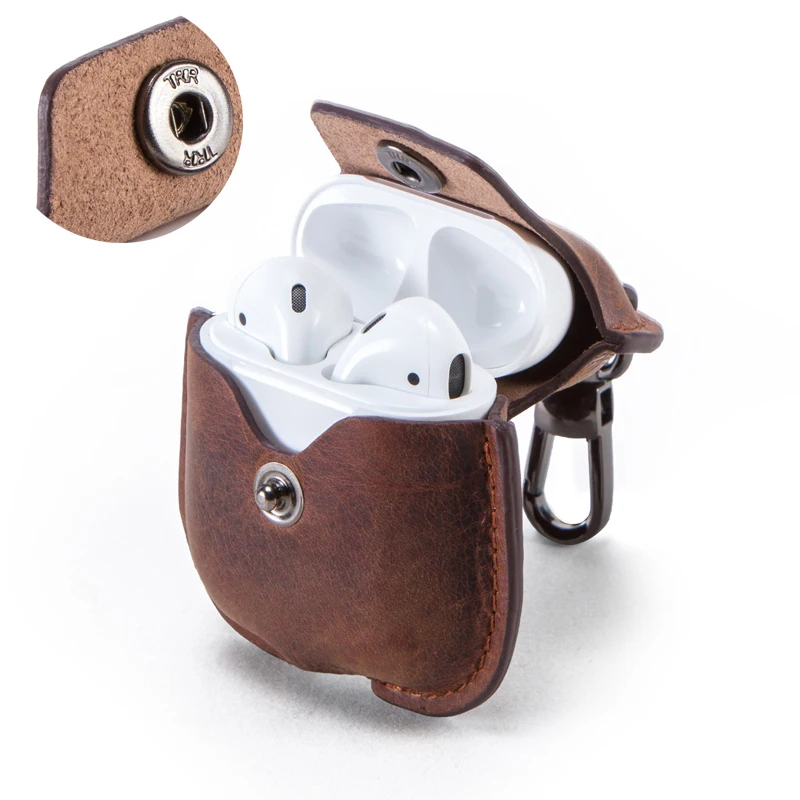 Чехол для наушников из натуральной кожи для Airpods чехол s Apple Airpod 1 Airpod 2 Чехол для наушников s Airpods Брелок чехол Аксессуары