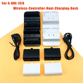 

For XBOX ONE S X Game Console Controller Gamepad Dual Charging Dock Station Charger+ Rechargeable Battery Drop Shipping