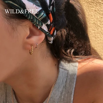 

Wild&Free New Gold Tiny Stud Earrings Stainless Steel Beaded Open Circle Minimalist Earring Fashion Jewelry For Women Girl Gift
