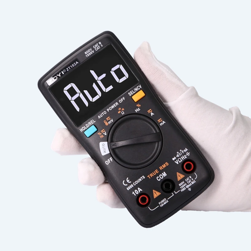 ZOYI ZT102A Авто функциональный мультиметр 6000 отсчетов подсветка AC/DC Амперметр