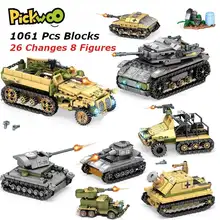 Pickwoo d20 1061 pçs tanque blocos de construção mini figuras veículo aeronaves bloco militar educacional tamanho pequeno tijolos brinquedos para o miúdo