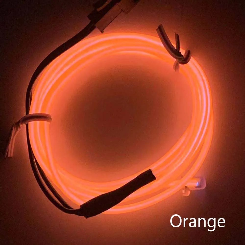 Неоновый свет швейная кромка EL провод светодиодный Декорации для вечеринки автомобильные огни неоновый светодиодный светильник Гибкая канатная трубка Светодиодная лента украшение 3 В/5 В/12 В - Испускаемый цвет: Orange