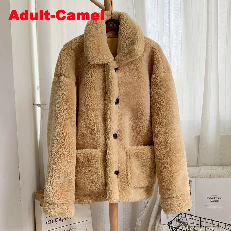 adult-camel fur coat Модное пальто из искусственного меха для мамы и дочки, зимнее теплое пальто с карманами для женщин и девочек, милая уличная куртка для сестер - Цвет: adult-camel fur coat