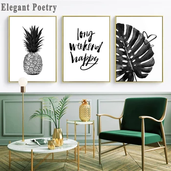 

Pineapple Plants Leaves Canvas Art Painting Landscape Posters Black White Prints Minimalist Wall Picture Modern Home Decoration