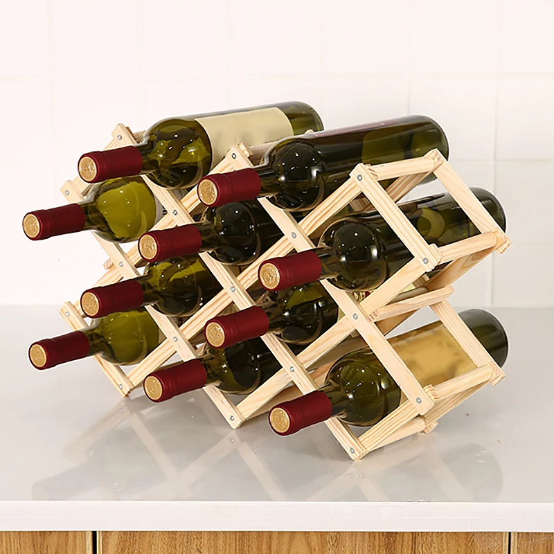 

Red Wine Holders 3/6/10 Bottle Storage Rack Pine Wood Folding Wine Racks Solid Wood Wine Shelf Multi-bottle Storage Ornaments