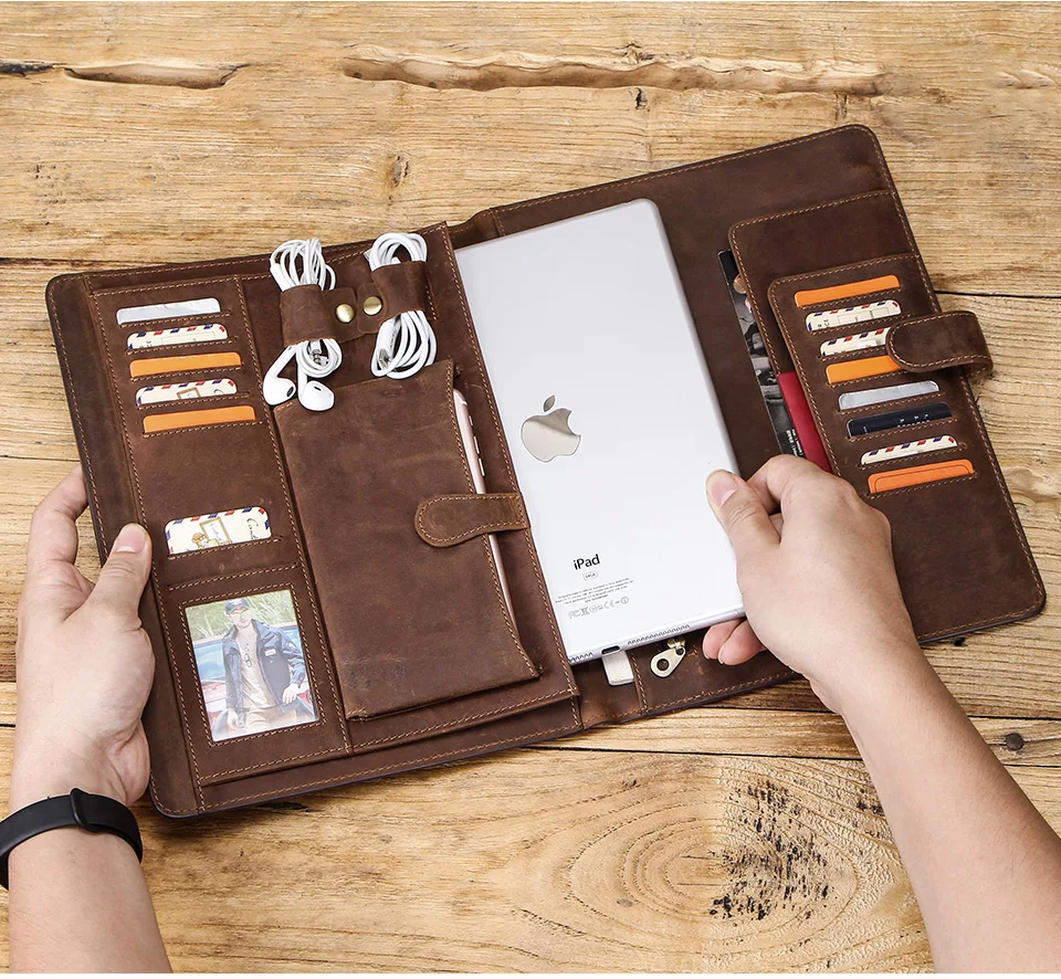 Ретро чехол из натуральной кожи для нового iPad 10," Padfolio Organizer для iPad Pro 10,5" 1" защитный чехол для паспорта