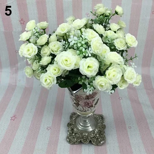 1 букет 5 веток 15 головок Искусственные розы романтический свадебный домашний Декор Искусственный Шелковый Искусственный цветок и сушеные цветы