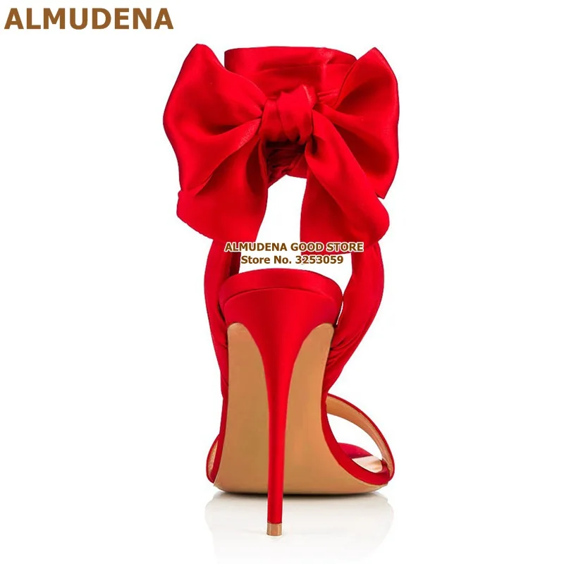 红色黑色色丁布后跟大蝴蝶结系带凉鞋尖头单鞋CL款 (11)