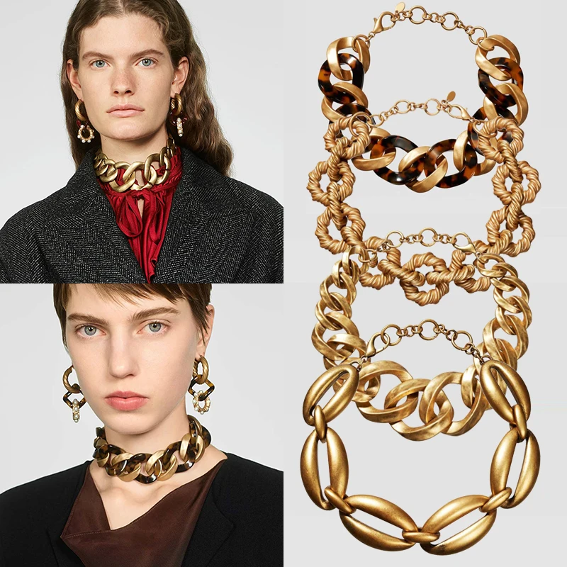 

Miwens 2019 New Za Metal Choker Necklaces For Women For Women Vintage Maxi Embossed Link Necklace Christmas Chic Collar Jewelry